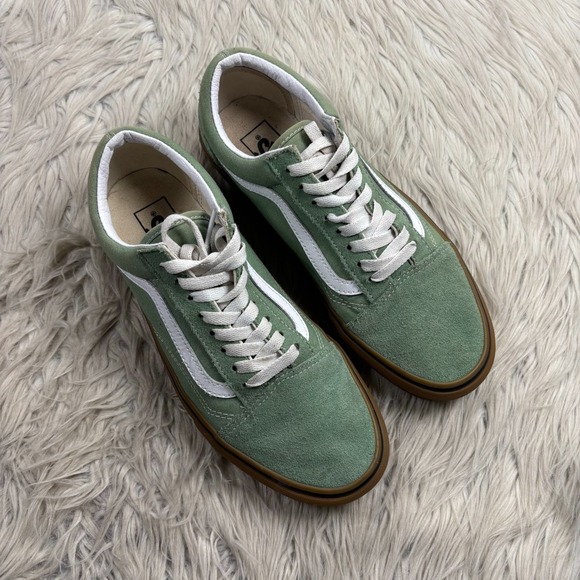 Vans Women's 10 Men's 8.5 Green Suede Low Top Lace Up Sneakers Skate Urban - Picture 2 of 7